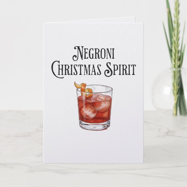 Funny Christmas Spirit Negroni Holiday Cocktail  Card (Front)