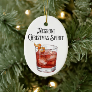 Funny Christmas Spirit Negroni Holiday Cocktail  Ceramic Ornament