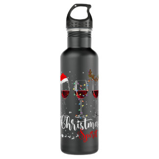 Funny Christmas Spirits Glasses Of Wine Xmas Holid 710 Ml Water Bottle