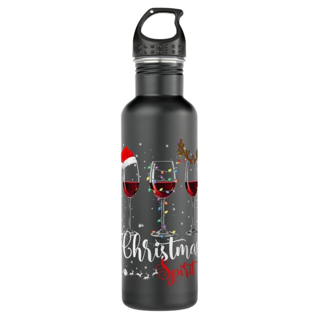 Funny Christmas Spirits Glasses Of Wine Xmas Holid 710 Ml Water Bottle (Front)