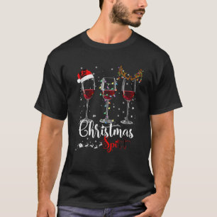 Funny Christmas Spirits Glasses Of Wine Xmas Holid T-Shirt