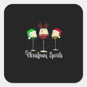 Funny Christmas Spirits Glasses Of Wine Xmas Pajam Square Sticker