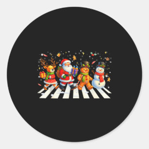 Funny Christmas Squad Santa Gingerbread Xmas Men W Classic Round Sticker