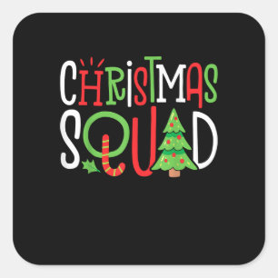 Funny Christmas Squad Xmas Tree Family Matching Pa Square Sticker