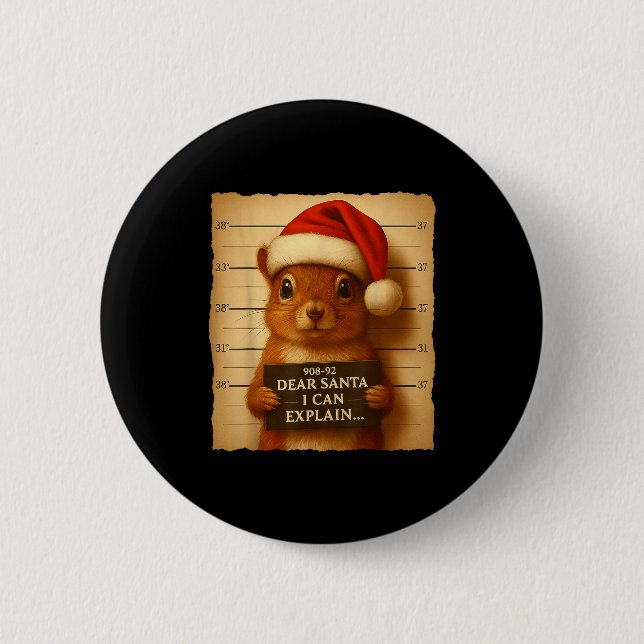 Funny Christmas Squirrel - Cute Squirrel Santa Hat 6 Cm Round Badge (Front)