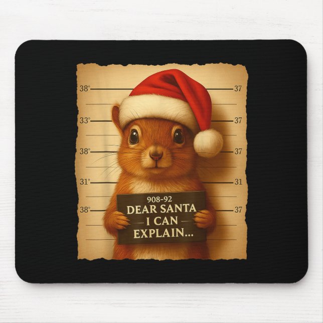 Funny Christmas Squirrel - Cute Squirrel Santa Hat Mouse Pad (Front)