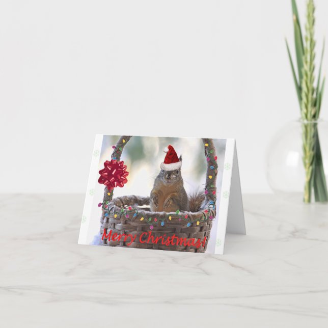 Funny Christmas Squirrel Holiday Card (Front)