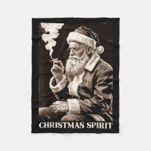 Funny Christmas Srit Santa Claus Smoking Cigarette Fleece Blanket