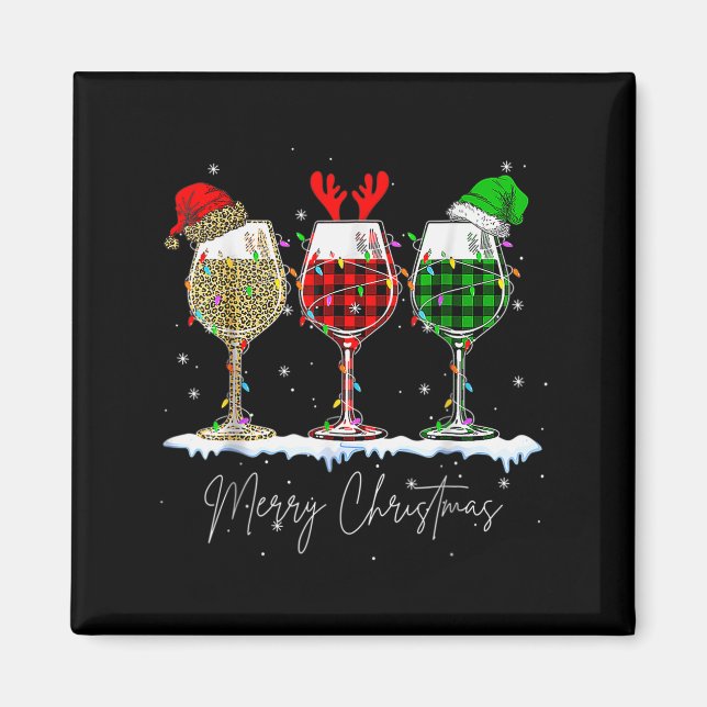 Funny Christmas Srits Gles Of Wine Xmas Holidays P Magnet (Front)