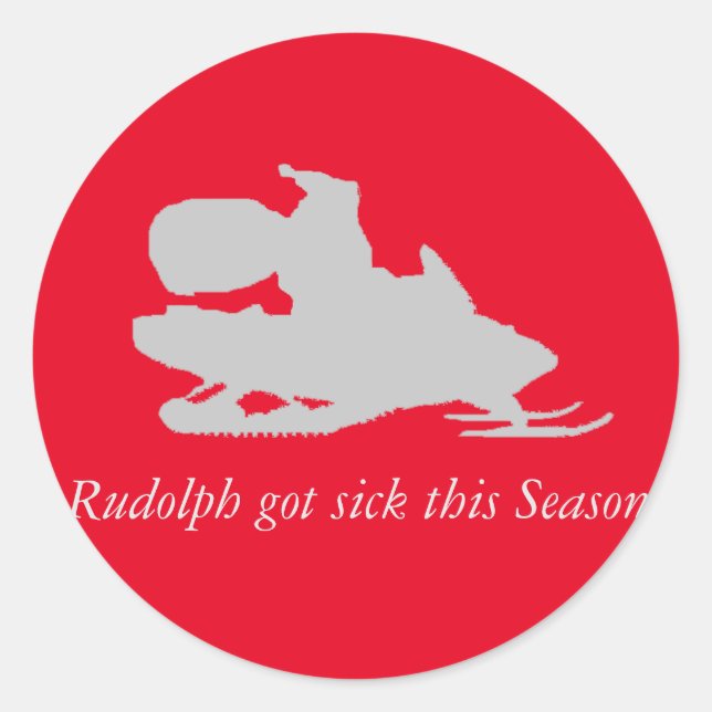 Funny Christmas sticker Santa on ski snowmobile (Front)