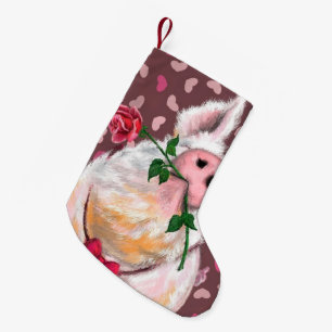 Funny Christmas Stocking Gentleman Pig with Rose