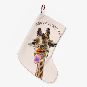 Funny Christmas Stocking Playful Giraffe - Smile
