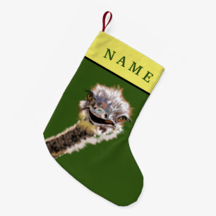 Funny Christmas Stocking with Happy Ostrich