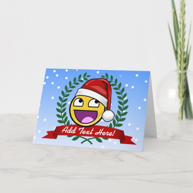 Funny Christmas Style Awesome Face Meme Holiday Card (Front)