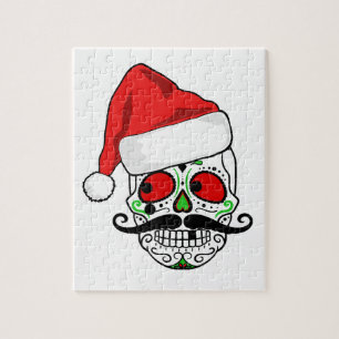 Funny Christmas Sugar Skull Jigsaw Puzzle
