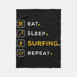 Funny Christmas Surfing Gift Eat Sleep Surfing Fleece Blanket