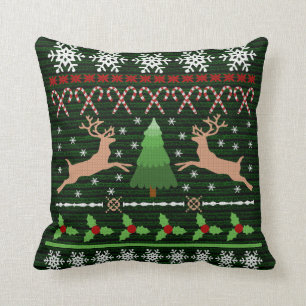 Funny Christmas Sweater Holiday Reindeer Cushion