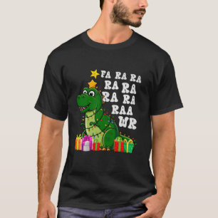 Funny Christmas T Rex Fa Ra Ra Dinosaur Santa Hat T-Shirt