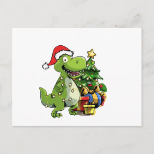 Funny Christmas T Rex, Xmas Dinosaur Postcard