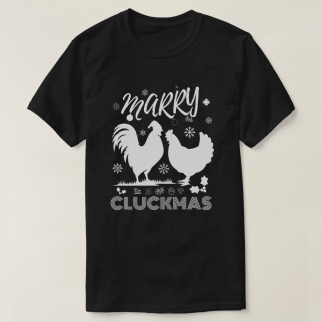 Funny Christmas T-shirt Merry Christmas chicken  (Design Front)