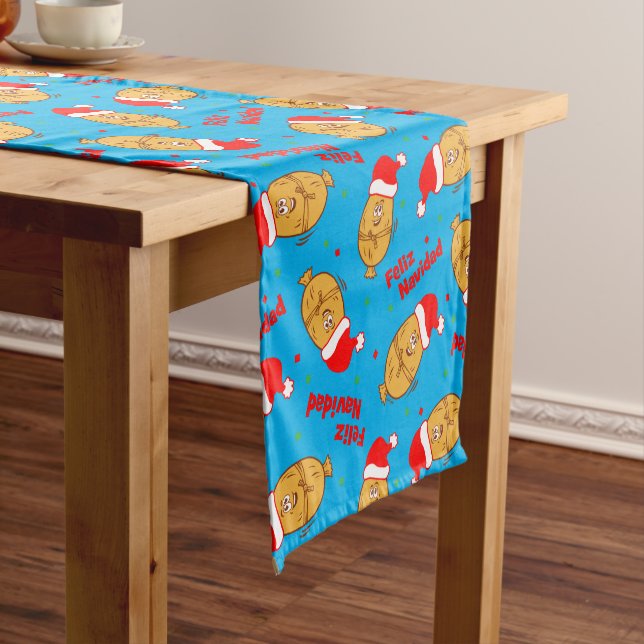 Funny Christmas Tamales Pattern Short Table Runner (In Situ)