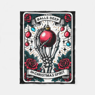 Funny Christmas Tarot Card Deep In Christmas Spiri Fleece Blanket