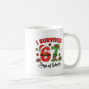 Funny Christmas Teacher Santa I Survived 67 Days O Coffee Mug