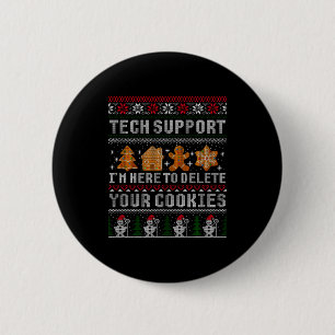 Funny Christmas Tech Suprt Computer 6 Cm Round Badge