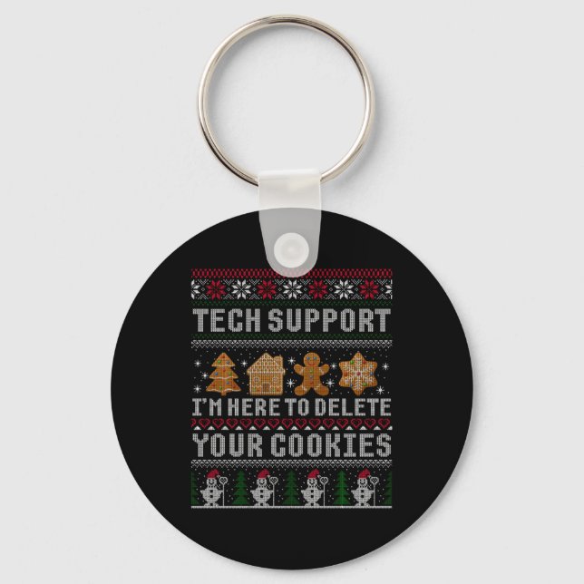 Funny Christmas Tech Suprt Computer T Shirt  Key Ring (Front)