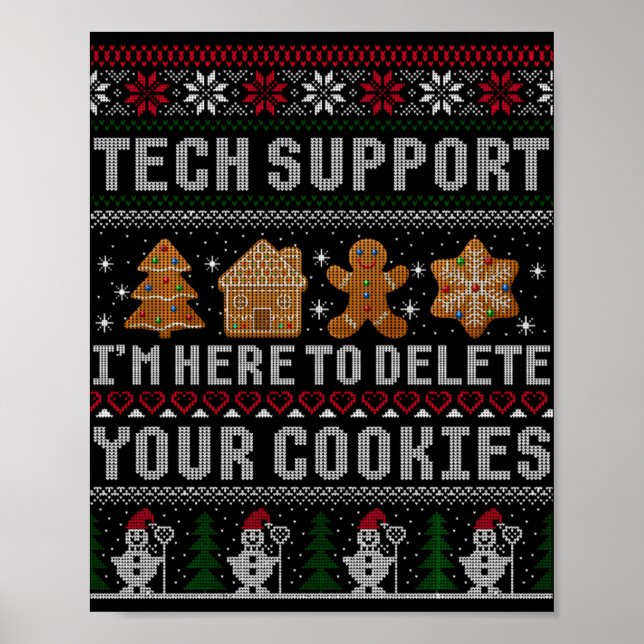 Funny Christmas Tech Suprt Computer T Shirt  Poster (Front)