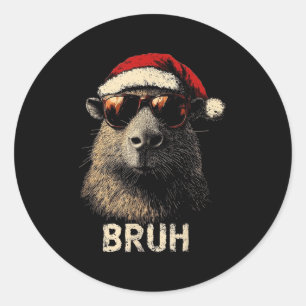 Funny Christmas Tee Capybara For Kids Teens Boys G Classic Round Sticker