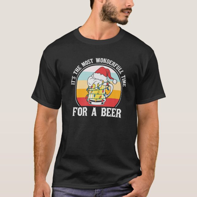 Funny Christmas Tee Novelty Lights Santa Cap (Front)