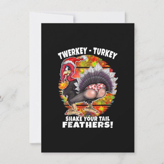 Funny Christmas Thanksgiving Twerking Turkey Humou Invitation (Front)
