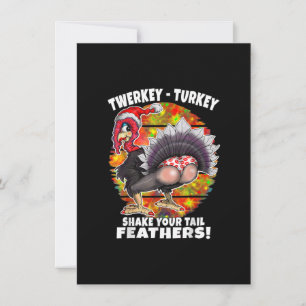 Funny Christmas Thanksgiving Twerking Turkey Humou Invitation