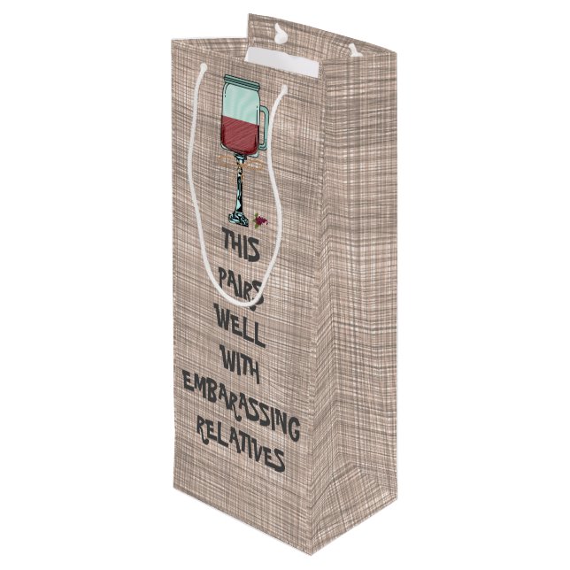 Funny Christmas Thanksgiving Wine Bag  Wine Tote (Back Angled)