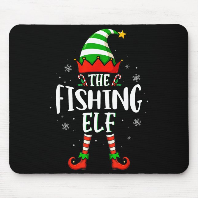 Funny Christmas The Fishing Elf Family Matching Xm Mouse Pad (Front)