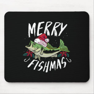 Funny Christmas Themed B Fishing Design - Merry Fi Mouse Pad