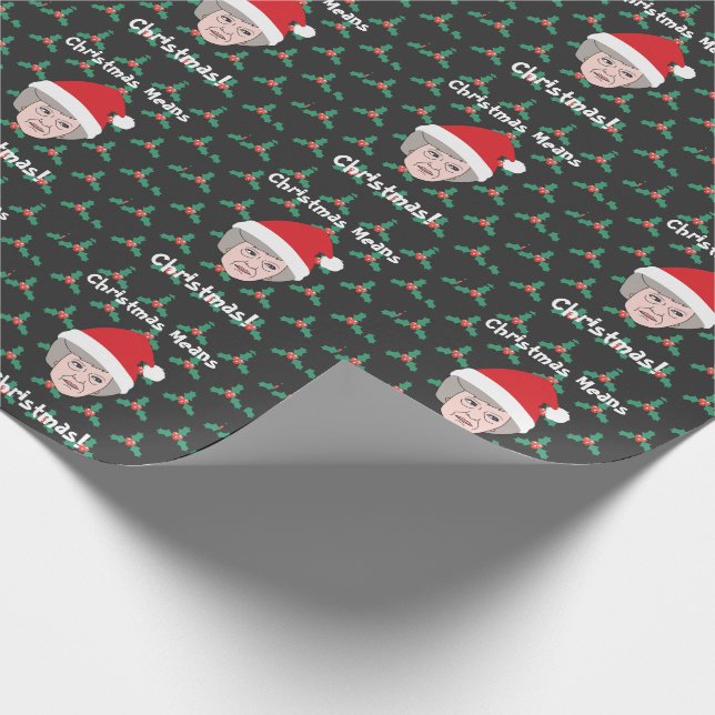 Funny Christmas Theresa May Wrapping Paper (Corner)