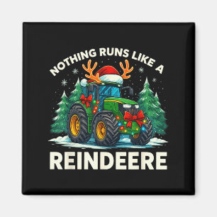 Funny Christmas Tractor Nothing Runs Like A Reinde Magnet