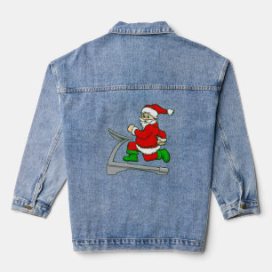 funny christmas treadmill santa denim jacket