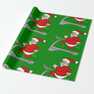 funny christmas treadmill santa wrapping paper