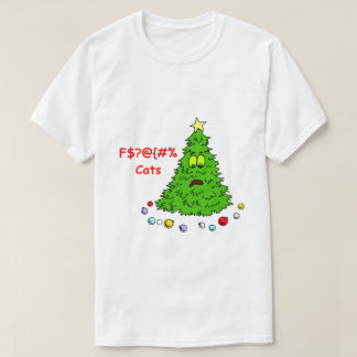 Funny Christmas Tree Bad Cats T-Shirt