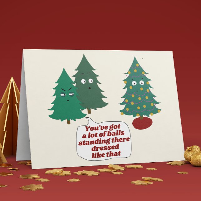 Funny Christmas Tree Balls Pun Folded Holiday Card (Creator Uploaded)