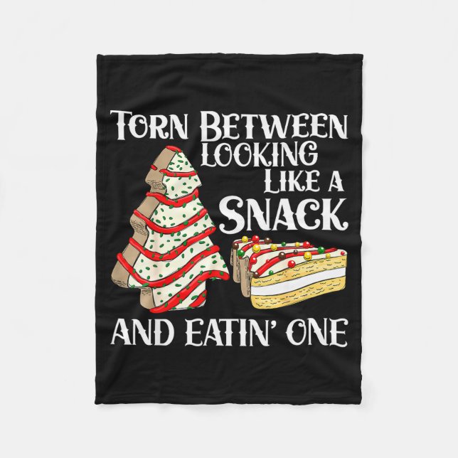 Funny Christmas Tree Cake Torn Between Looking Lik Fleece Blanket (Front)