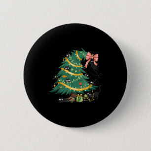 Funny Christmas Tree Cute Black Cat Matching Famil 6 Cm Round Badge