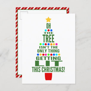 Funny Christmas Tree Getting Lit Holiday Postcard