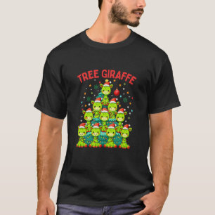 Funny Christmas Tree Giraffe Holiday Giraffes Sant T-Shirt