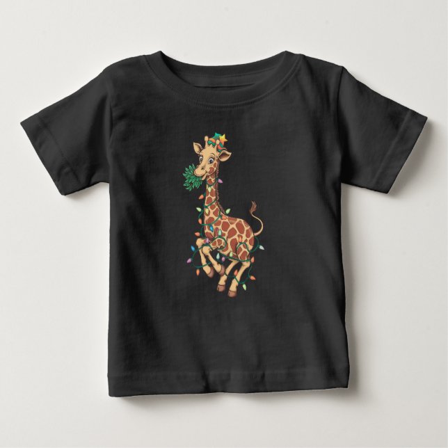 Funny Christmas Tree Giraffe Lover Gift Love  Baby T-Shirt (Front)