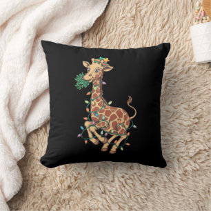 Funny Christmas Tree Giraffe Lover Gift Love  Cushion