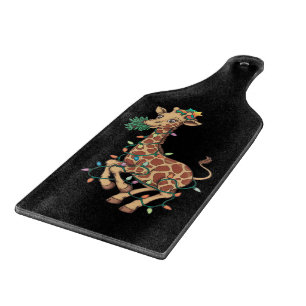 Funny Christmas Tree Giraffe Lover Gift Love  Cutting Board